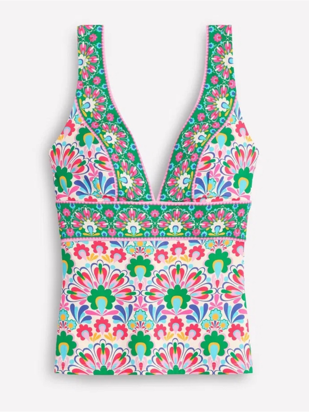 Boden Porto Tankini Top featuring a deep V-neck and floral print 6